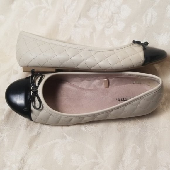 White Mountain White Quilted Black Toe Flats - Picture 3 of 3